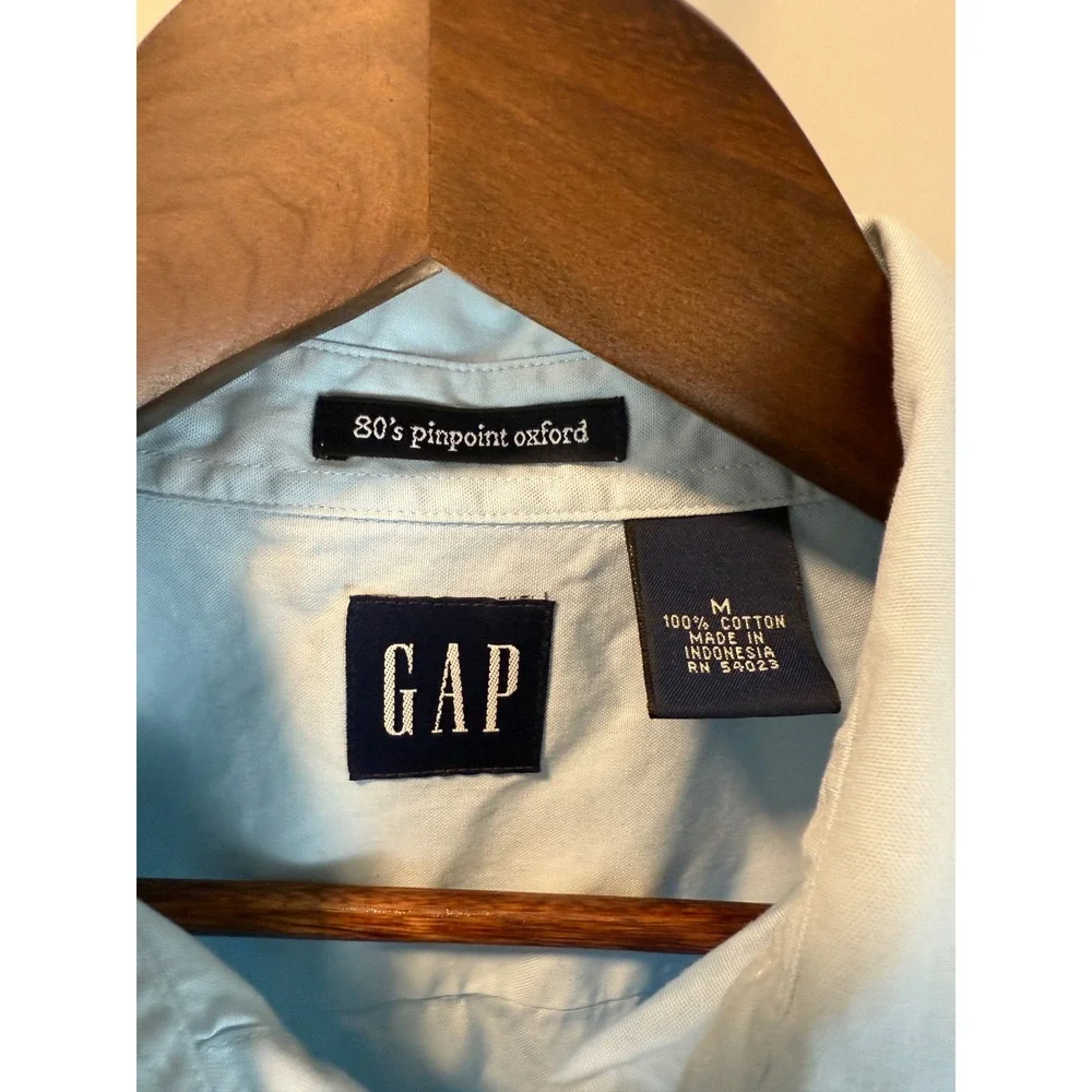 GAP Men's 80s Pinpoint Oxford Light Blue Shirt Size‎ L Preppy Academia